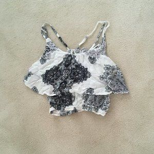 Ruffle Crop Tank With Adjustable Straps